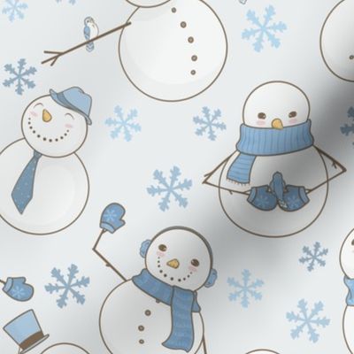 White Wintry Snowmen Pattern