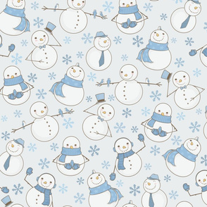 White Wintry Snowmen Pattern