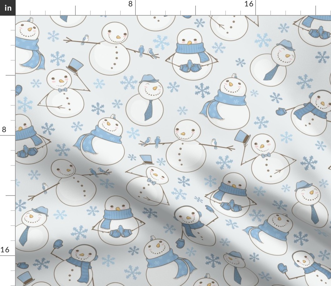 White Wintry Snowmen Pattern