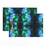 Blue Green Space Stars (small print)