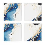 Abstract Blue and Gold Watercolor - Stylish Modern Contemporary Minimalist Color Splash