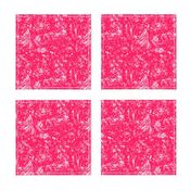 Hot Pink White Line Expressionist Drawing