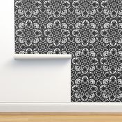  Bourgogne Tile ~ White and Black 