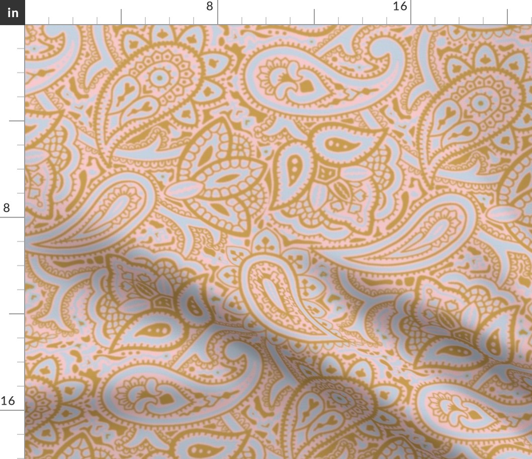 Persnickety Paisley ~ Versailles Fog with Gilt and Dauphine