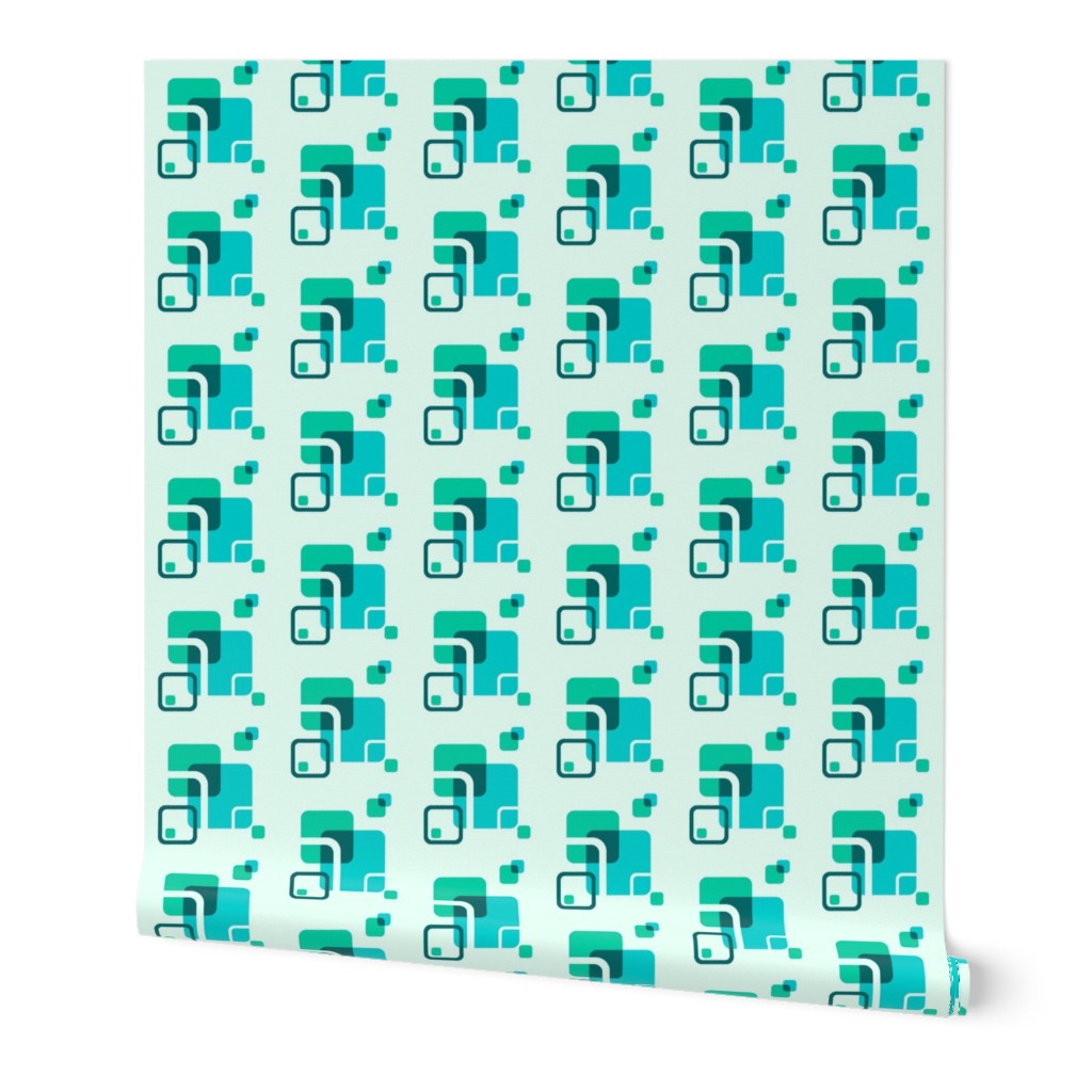 Stylized Flower Matching Blocks - 4in (teal)