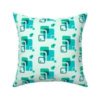 Stylized Flower Matching Blocks - 4in (teal)