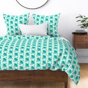 Stylized Flower Matching Blocks - 4in (teal)