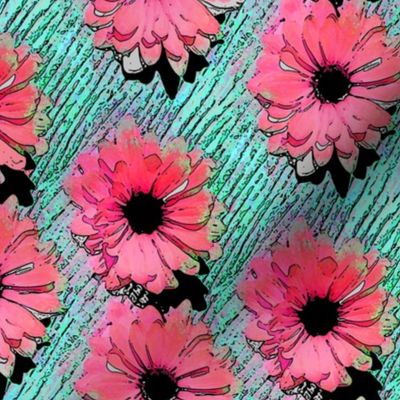 Pop Art Daisies pink/aqua