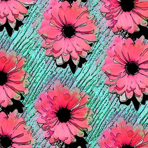 Pop Art Daisies pink/aqua