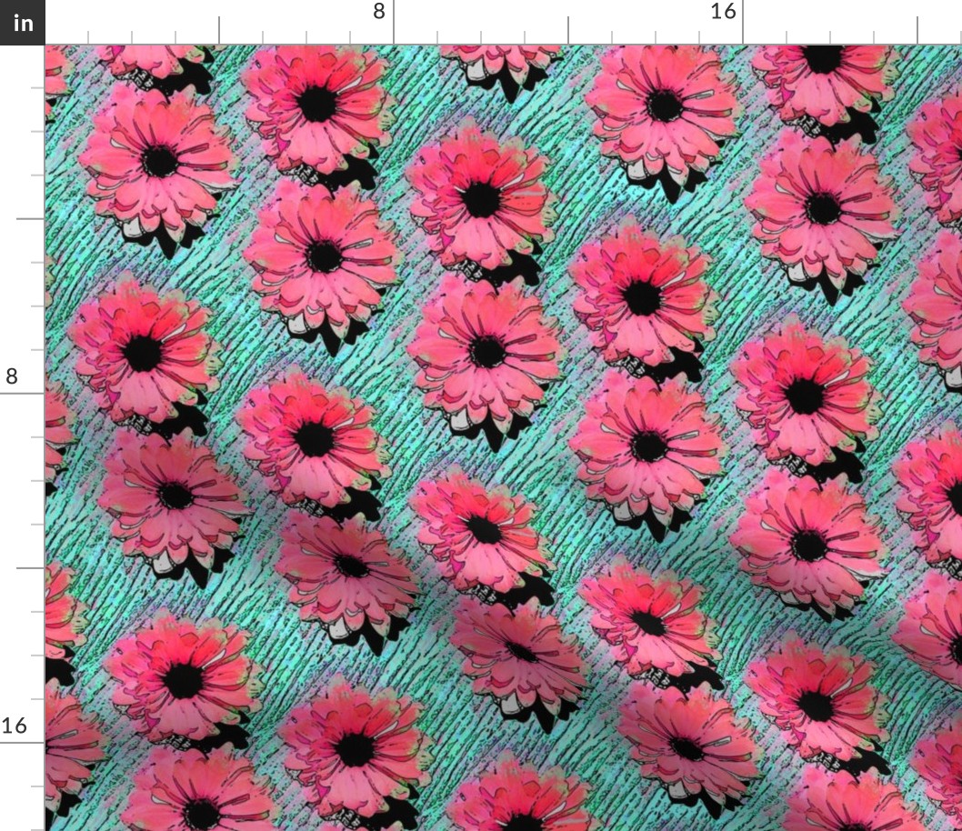 Pop Art Daisies pink/aqua