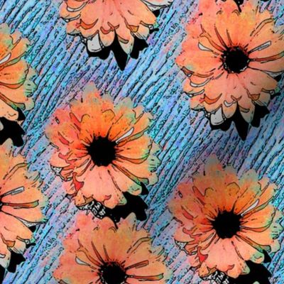 Pop Art Daisies orange/blue