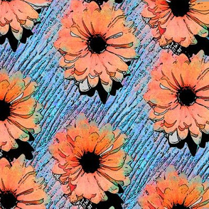 Pop Art Daisies orange/blue