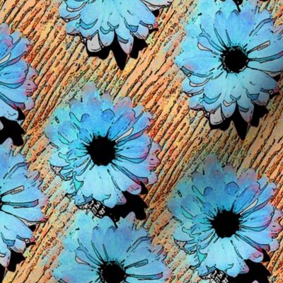 Pop Art Daisies - blue/orange