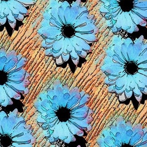 Pop Art Daisies - blue/orange