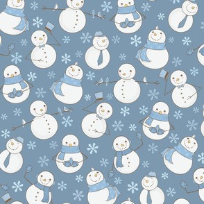 Blue Wintry Snowmen Pattern