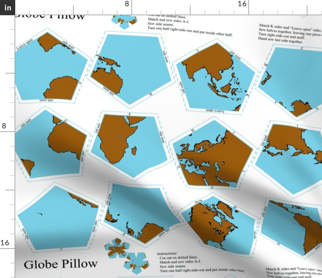 Fat Quarter Land and Water Globe