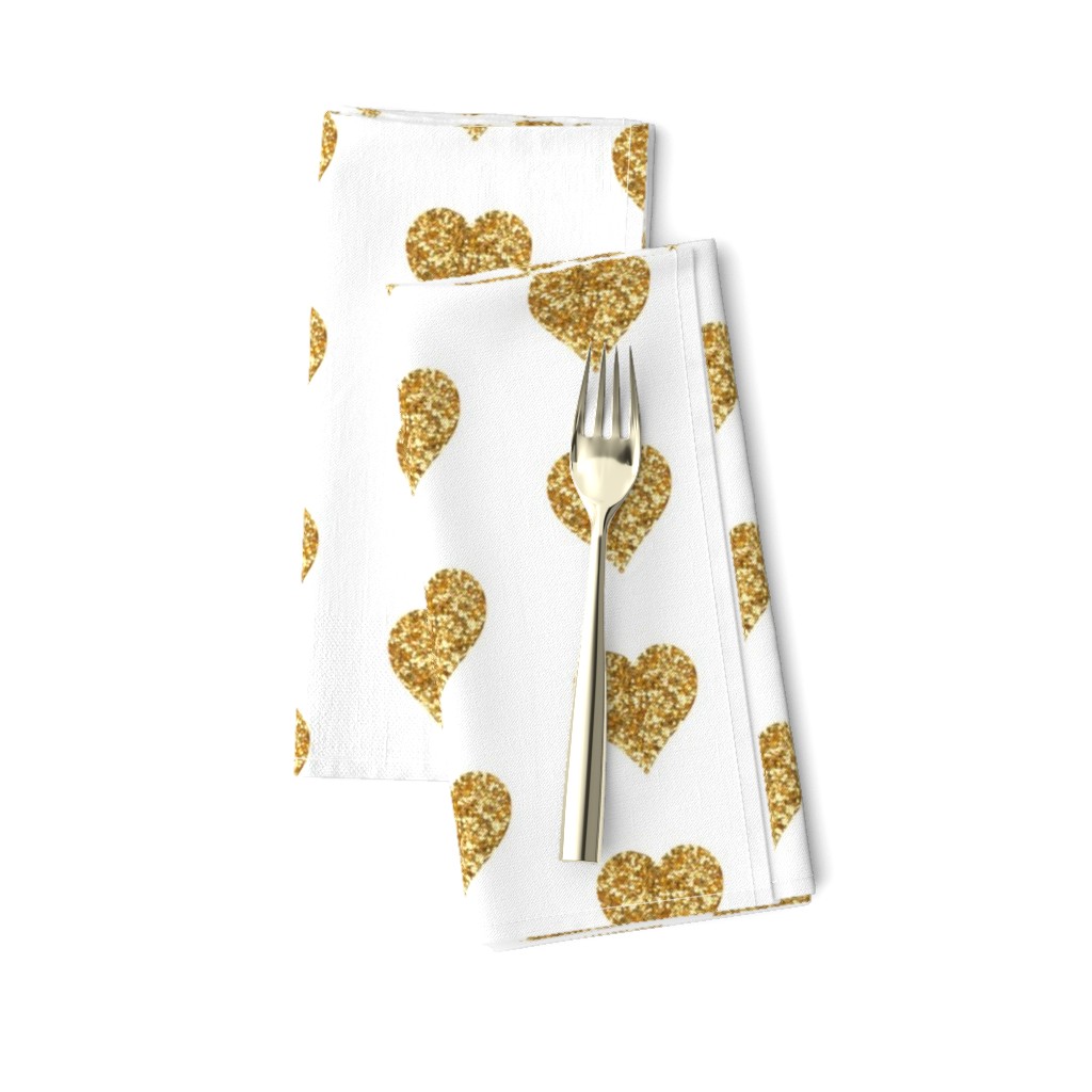 Gold Glitter Hearts Baby Fabric