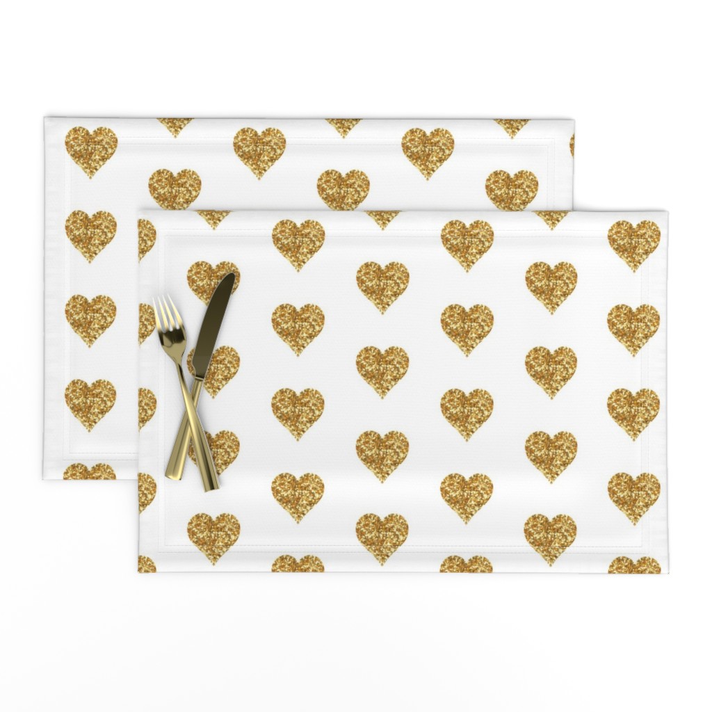 Gold Glitter Hearts Baby Fabric