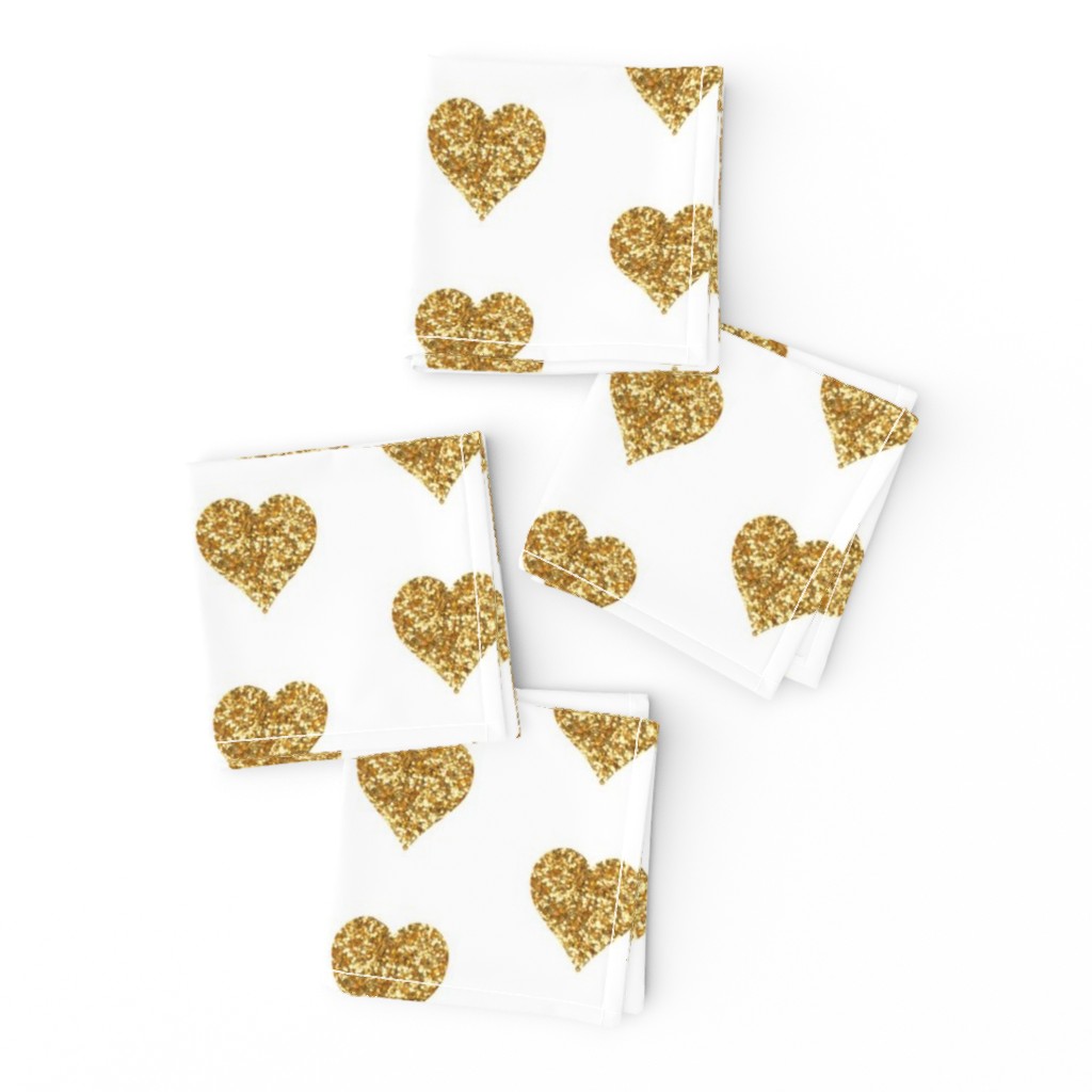 Gold Glitter Hearts Baby Fabric