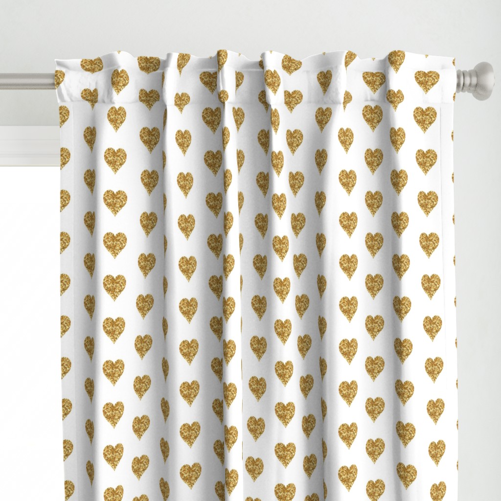 Gold Glitter Hearts Baby Fabric