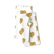 Gold Glitter Hearts Baby Fabric