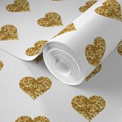 Gold Glitter Hearts Baby Fabric