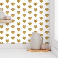 Gold Glitter Hearts Baby Fabric