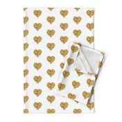 Gold Glitter Hearts Baby Fabric