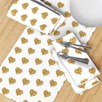 Gold Glitter Hearts Baby Fabric