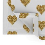 Gold Glitter Hearts Baby Fabric