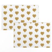 Gold Glitter Hearts Baby Fabric