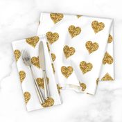 Gold Glitter Hearts Baby Fabric