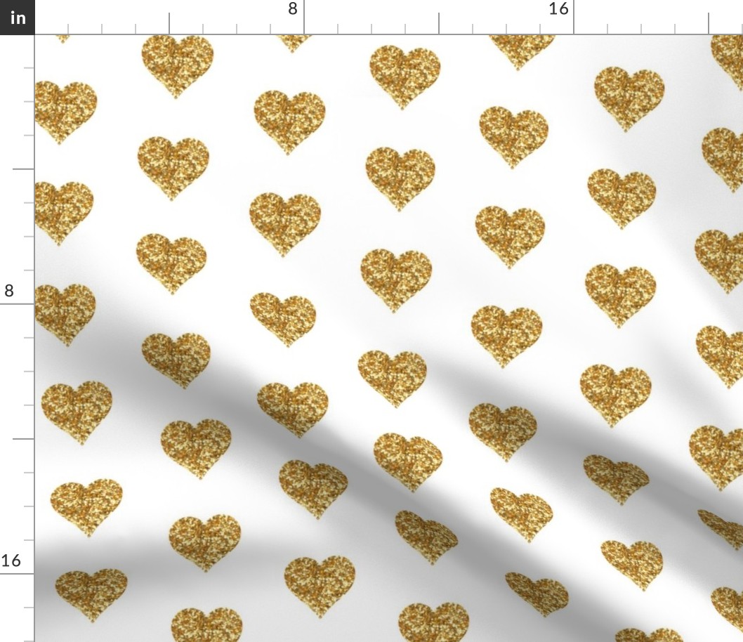 Gold Glitter Hearts Baby Fabric