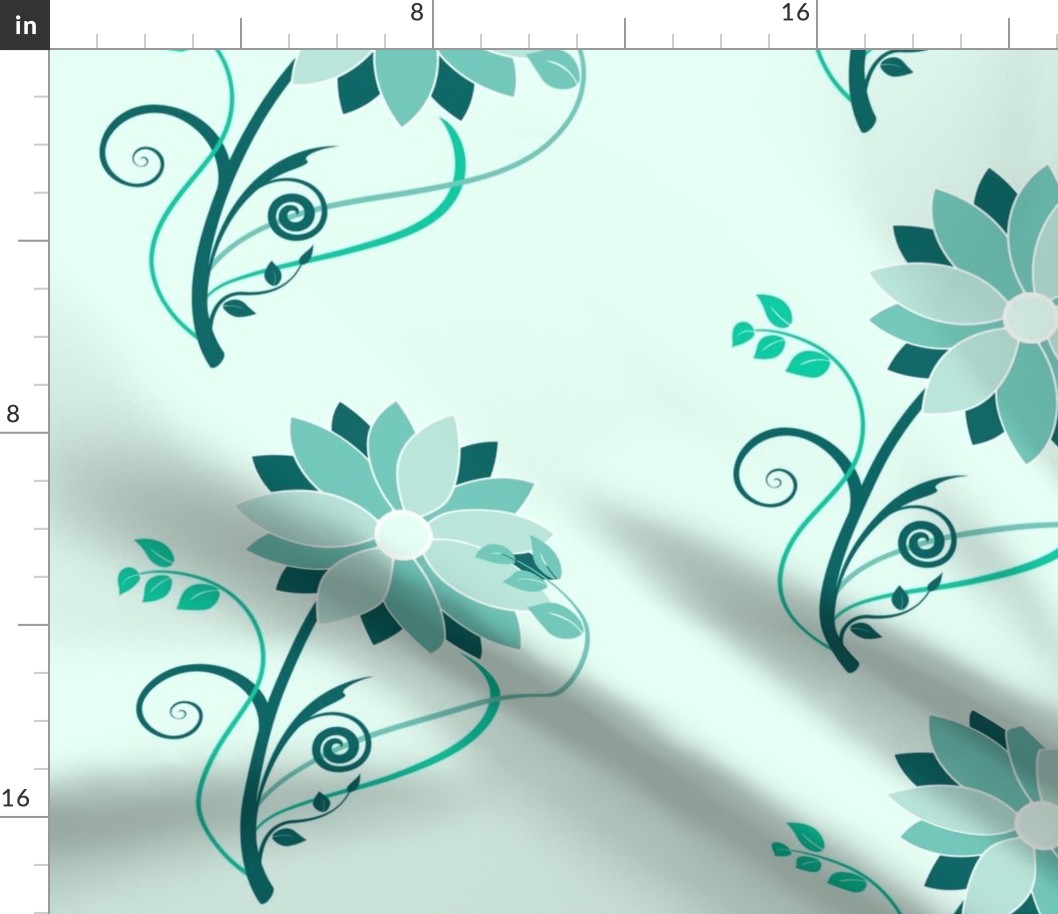 Stylized Flower - 12in (teal)