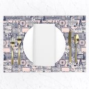 London toile navy blush