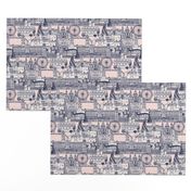 London toile navy blush