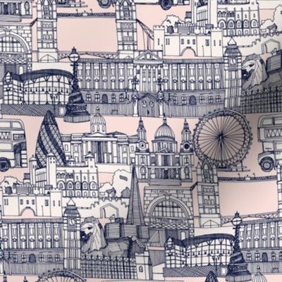 London toile navy blush