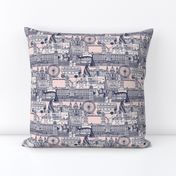 London toile navy blush