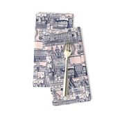 London toile navy blush