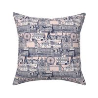 London toile navy blush