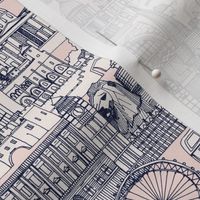 London toile navy blush