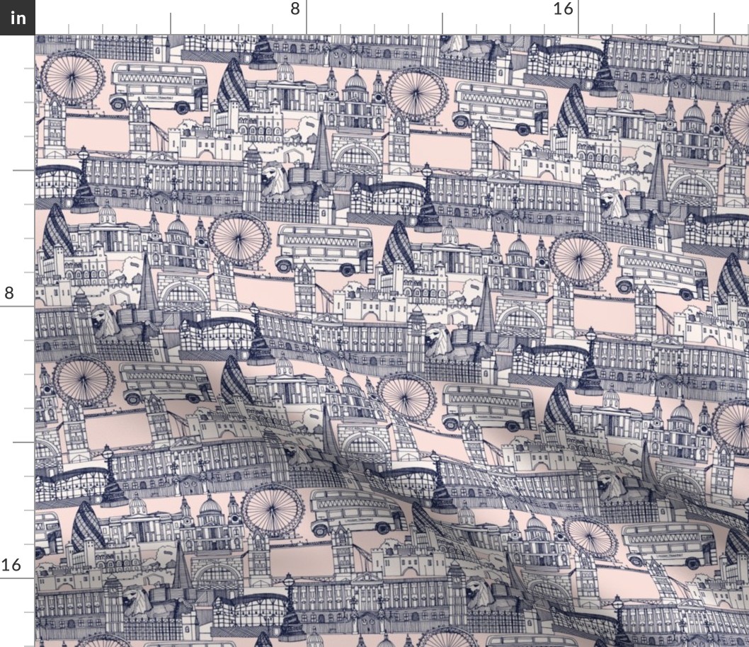 London toile navy blush