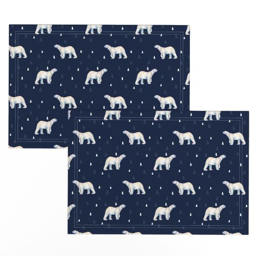 Polar Bear Dark Navy Pine Forest