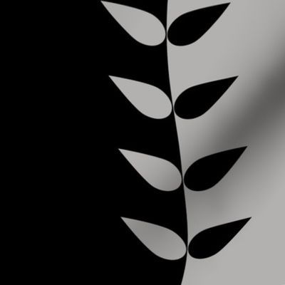 Black and Grey Wavy Leaves