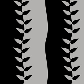 Black and Grey Wavy Leaves