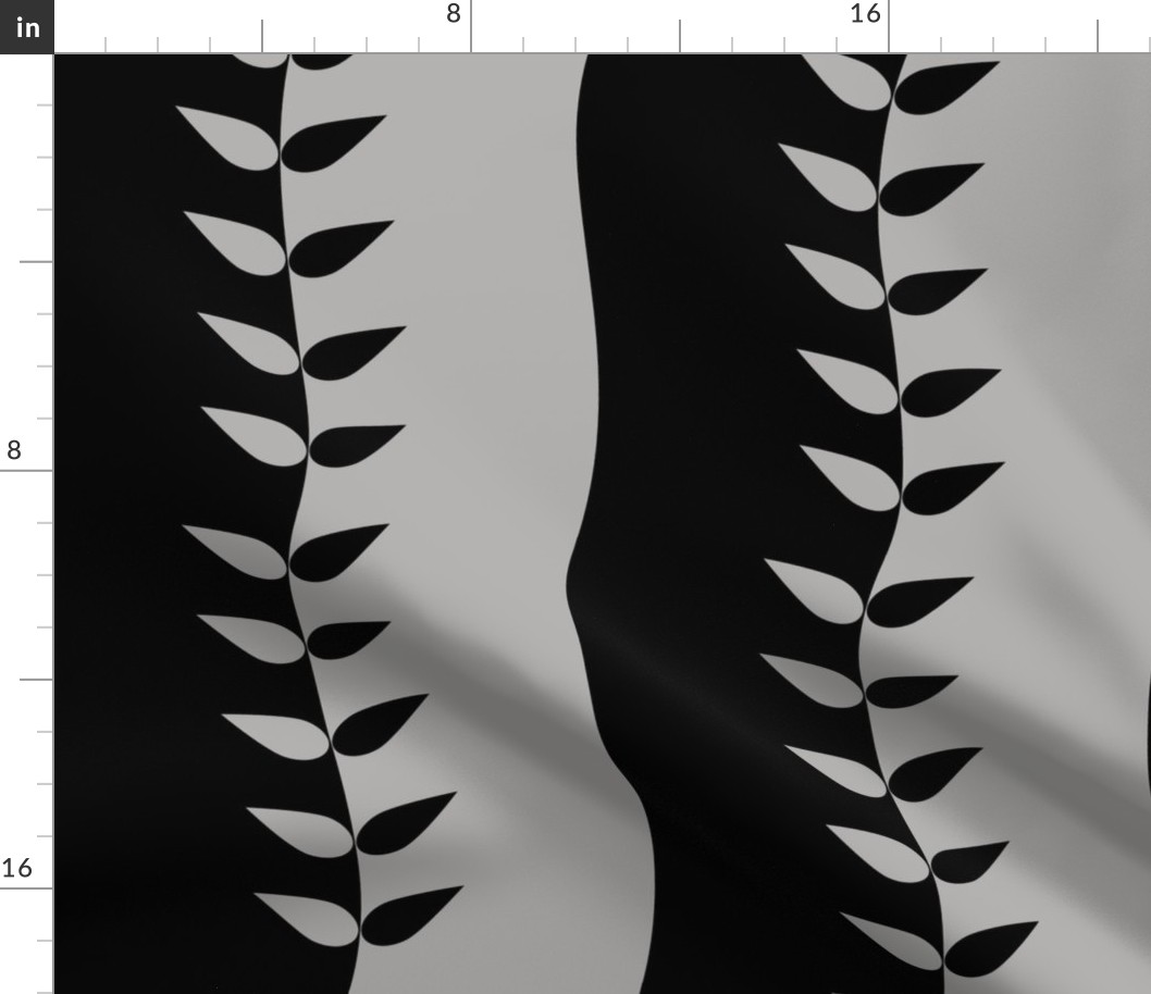 Black and Grey Wavy Leaves