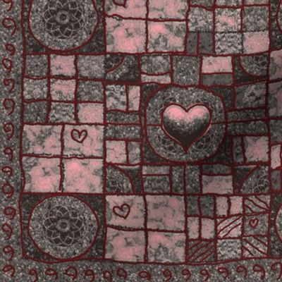 Castle Gray and Rose Heart Checkerboard