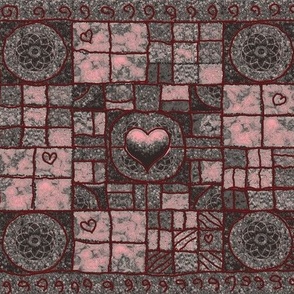 Castle Gray and Rose Heart Checkerboard