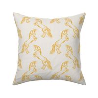 Rearing Horses Yellow Vintage Linen