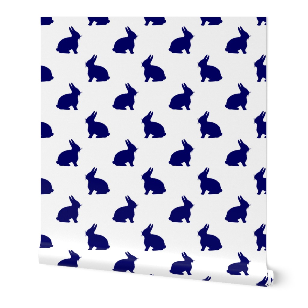 Fuzzy Bunny in Navy on White